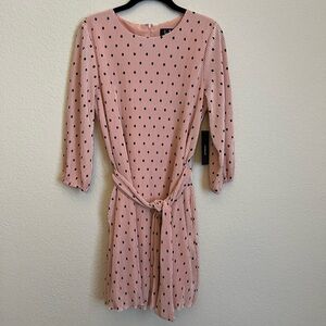 Lulu's Pink Long Sleeve Dress with Black Dots